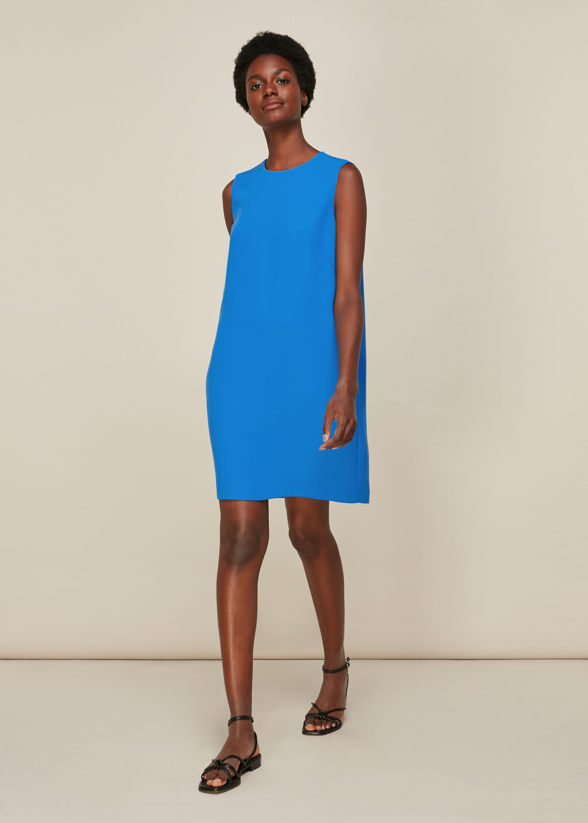 Blue Cocoon Crepe Dress | WHISTLES ...
